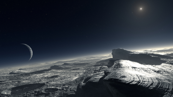 Sun viewed from Pluto in a rendering Huffington Post